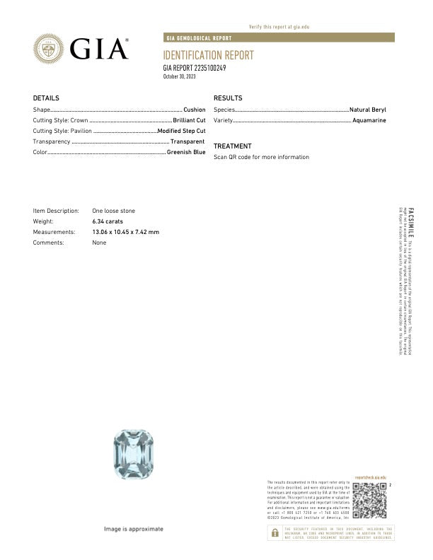 GIA Certified - Aquamarine - Nigeria