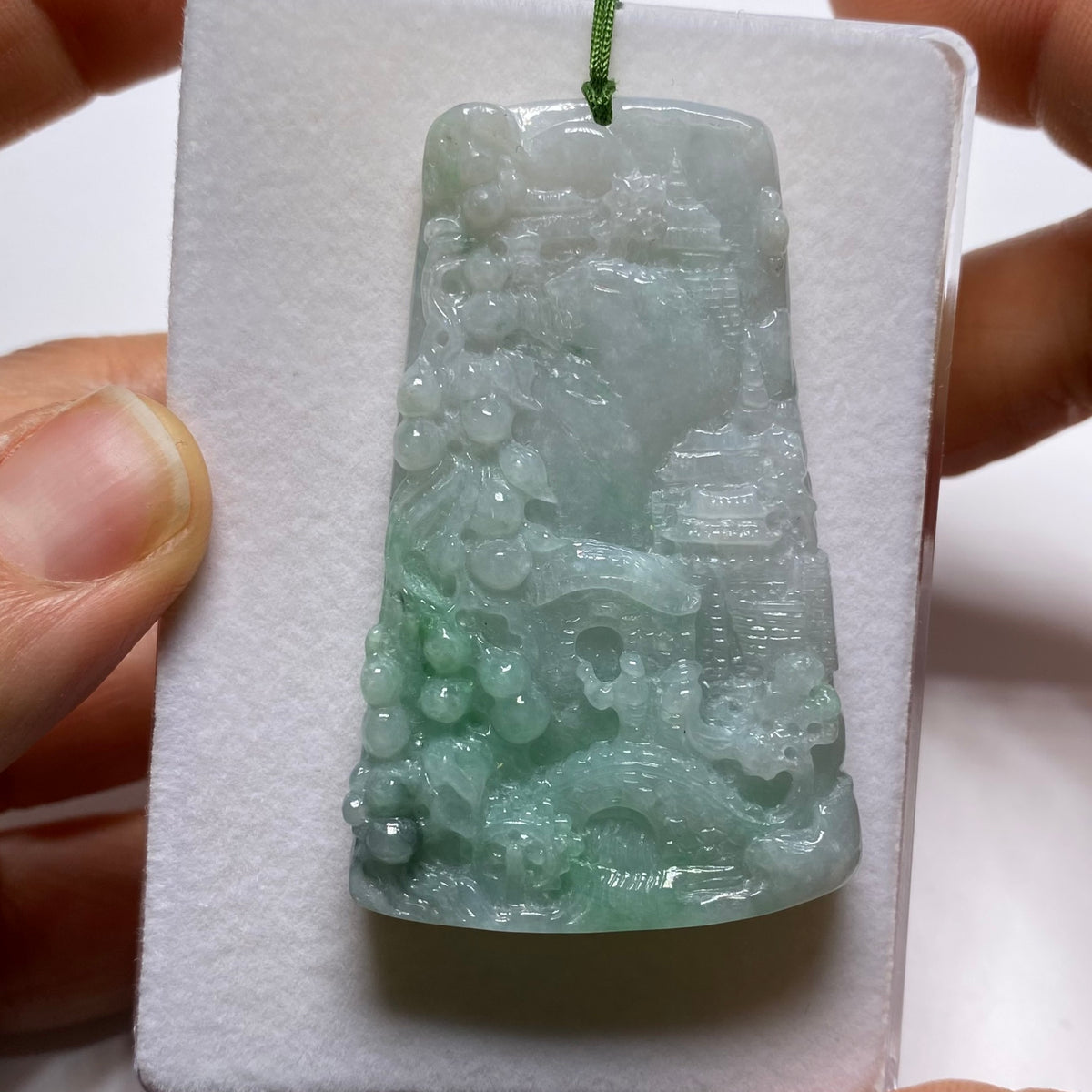 Jadeite Jade Shanshui Landscape Pendent - Burma