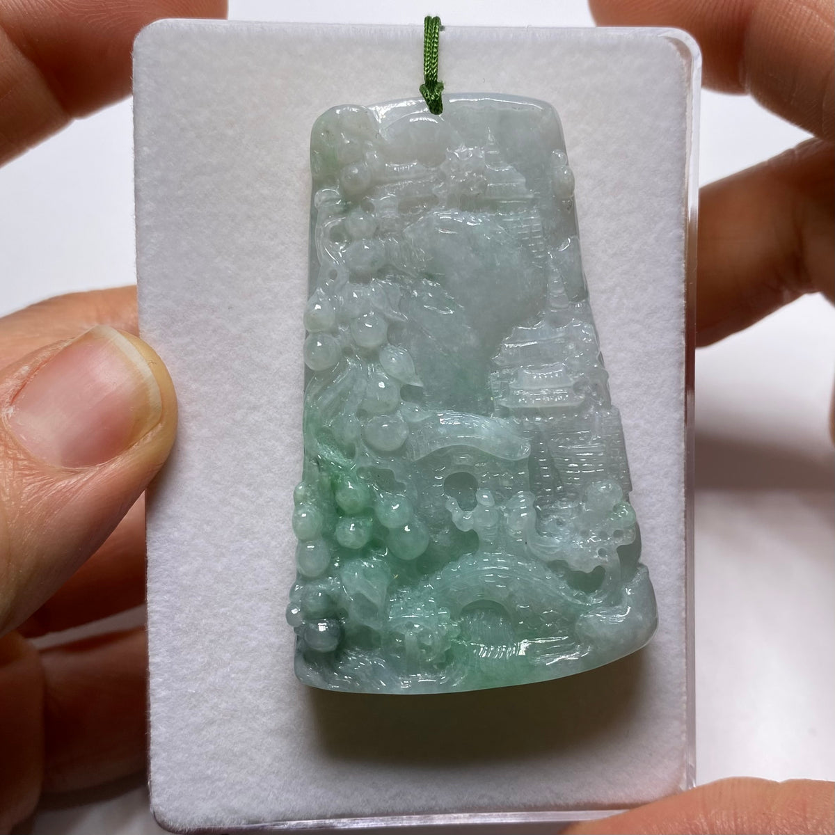 Jadeite Jade Shanshui Landscape Pendent - Burma
