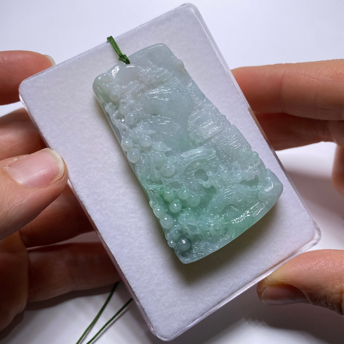 Jadeite Jade Shanshui Landscape Pendent - Burma