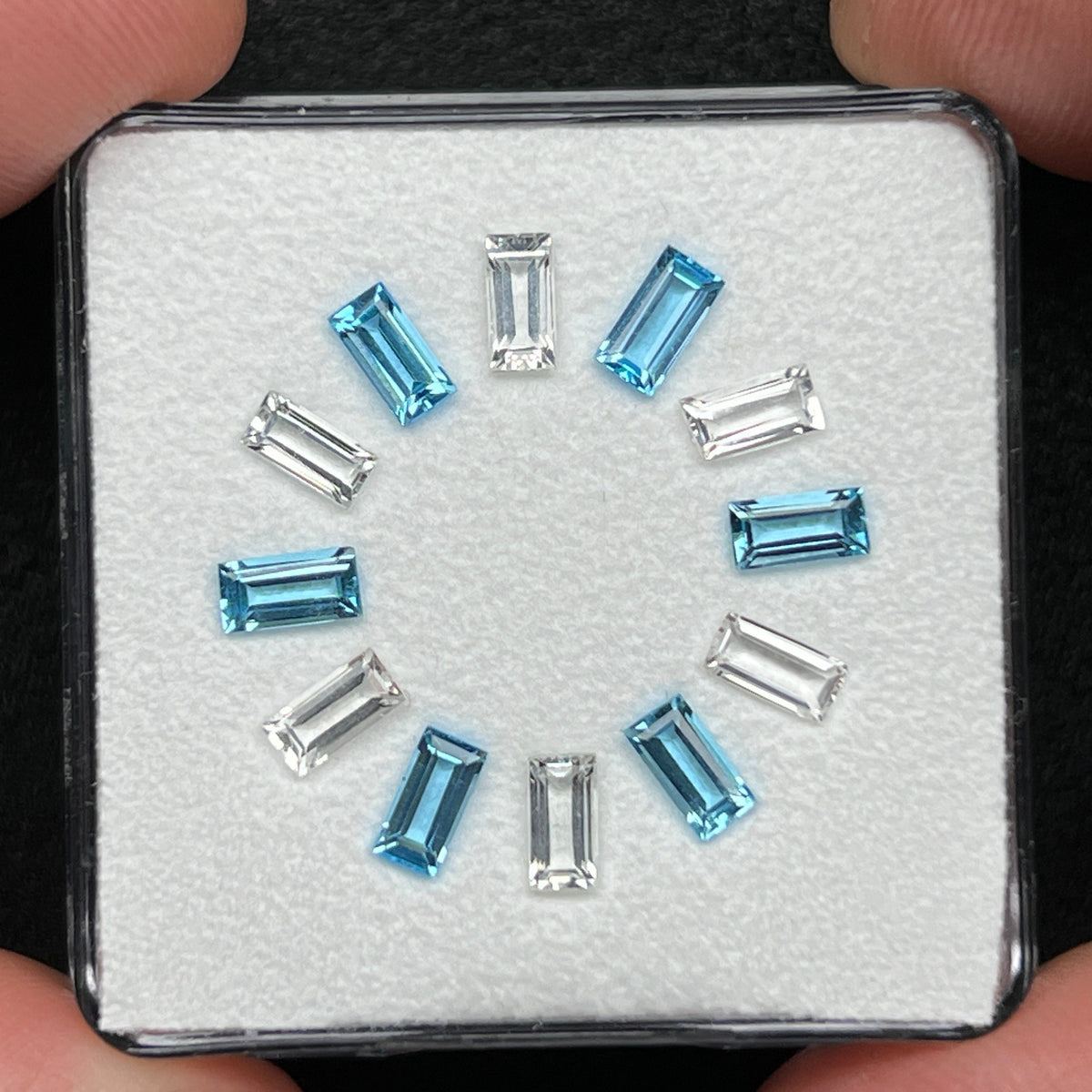 Swiss Blue & Clear Topaz Gem Cube