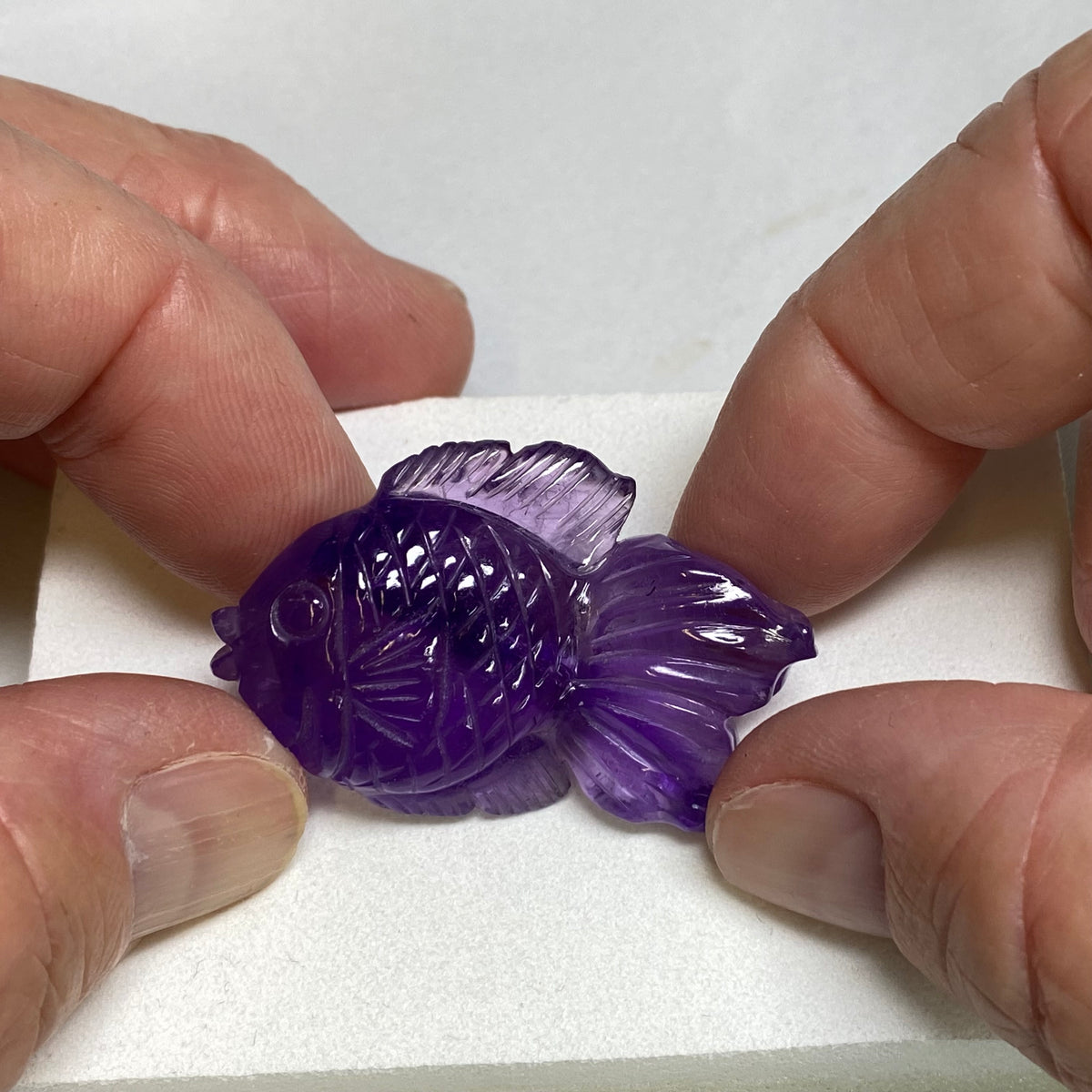 Amethyst Goldfish Carving