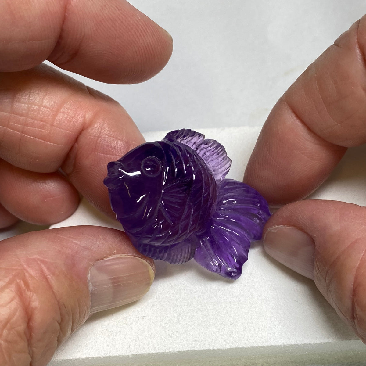 Amethyst Goldfish Carving