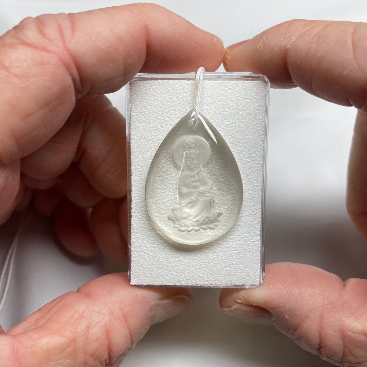 Guanyin (Kuan Yin) Carving in Quartz Pendent