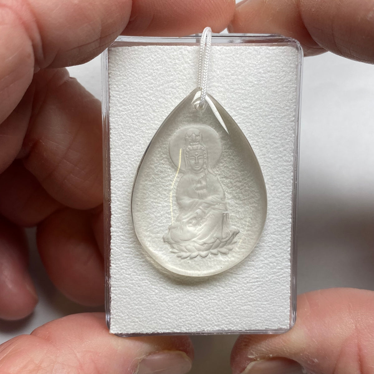 Guanyin (Kuan Yin) Carving in Quartz Pendent