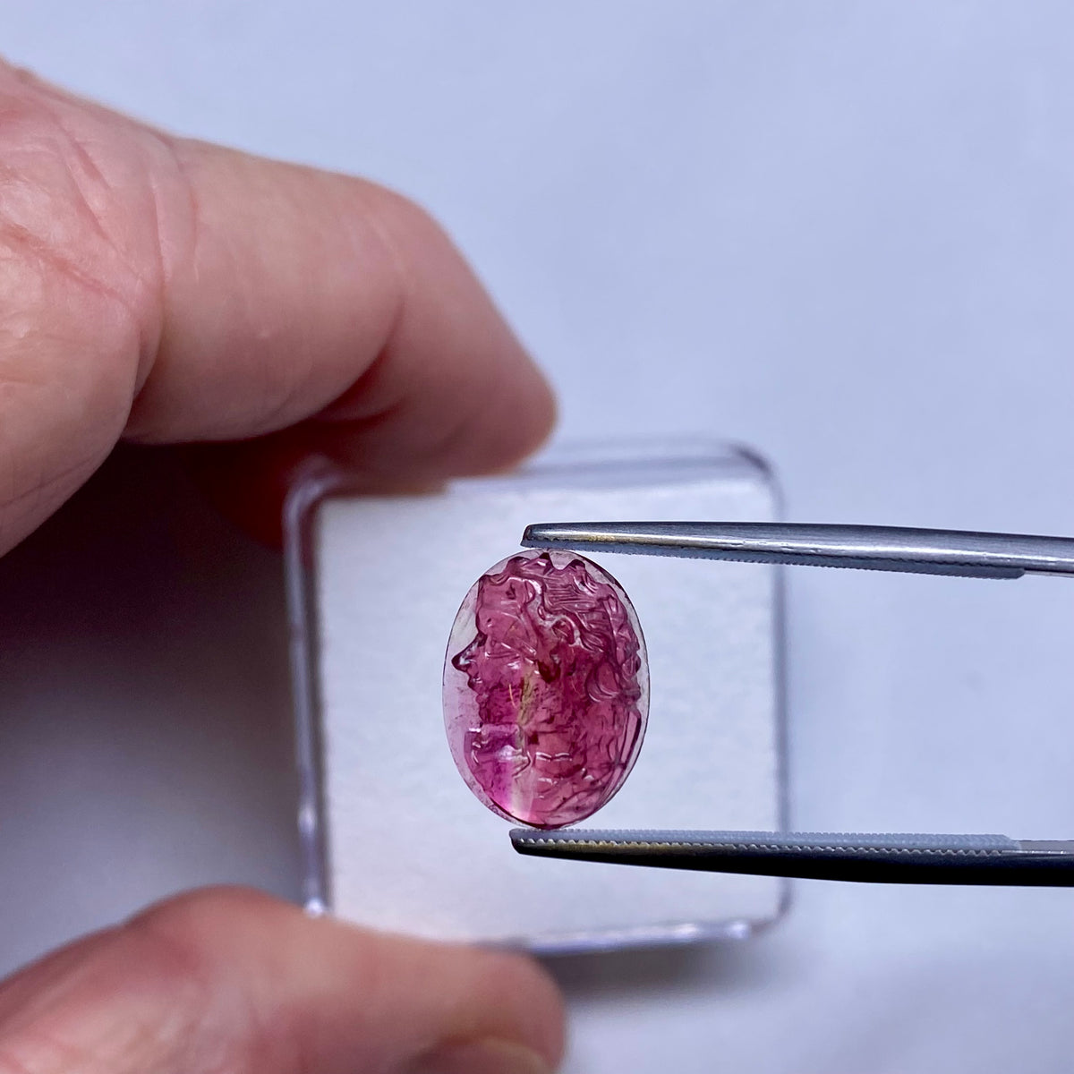 Pink Tourmaline Cameo Carving