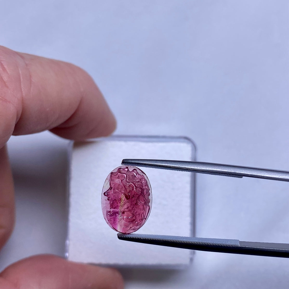 Pink Tourmaline Cameo Carving
