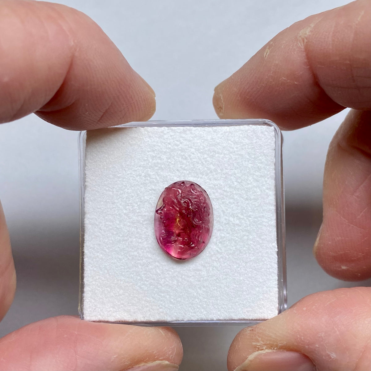 Pink Tourmaline Cameo Carving