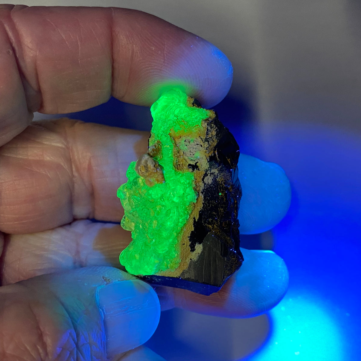 Hyalite Opal on Smokey Quartz  - Namibia