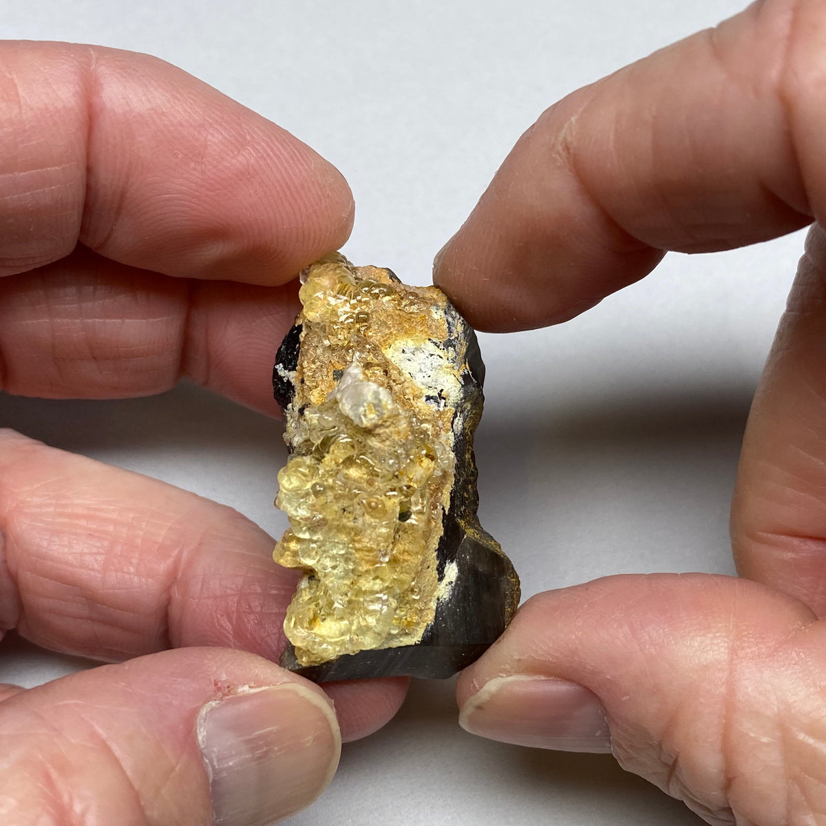 Hyalite Opal on Smokey Quartz  - Namibia