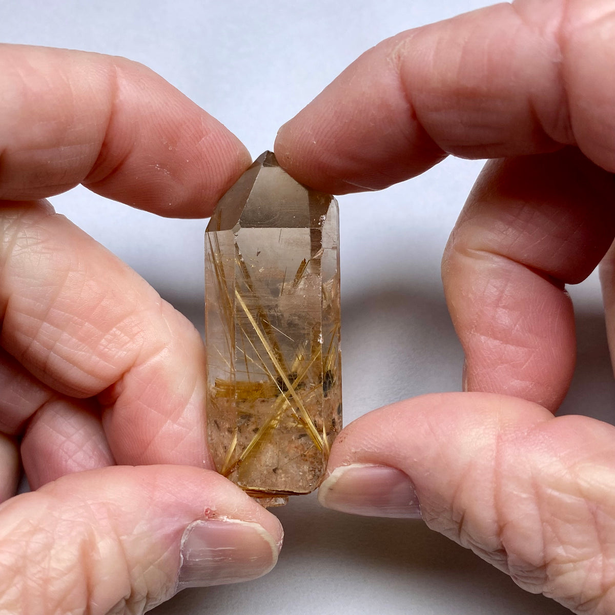 Golden Rutile in Quartz Crystal - Brazil