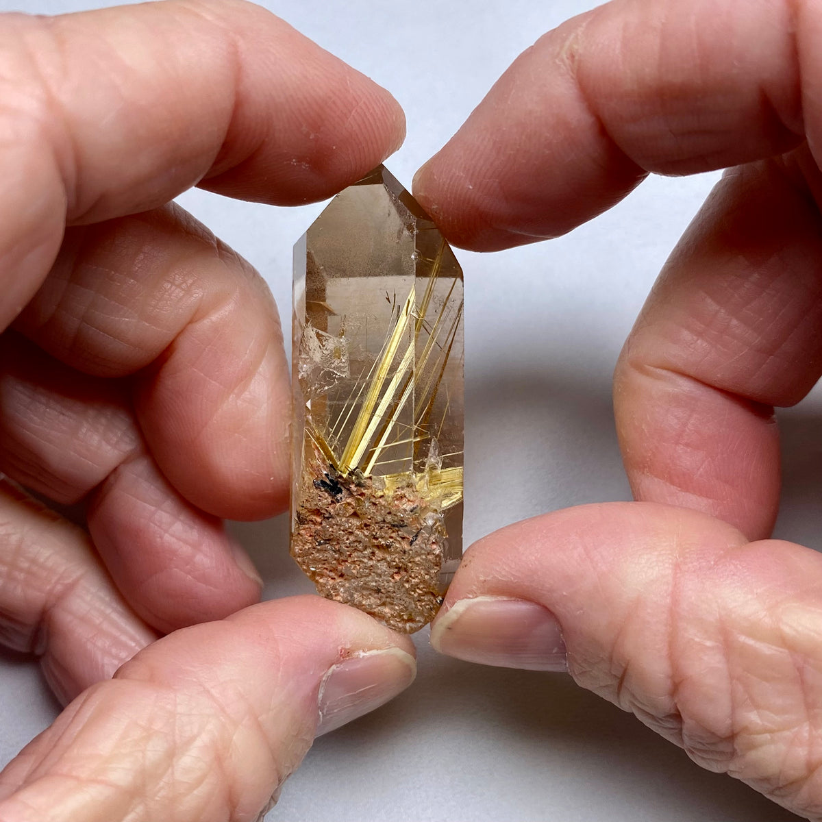 Golden Rutile in Quartz Crystal - Brazil
