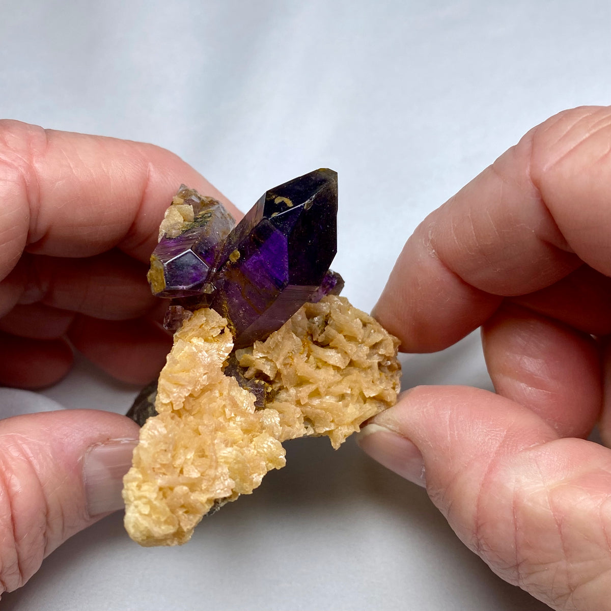 Amethyst Crystals on Calcite - Namibia