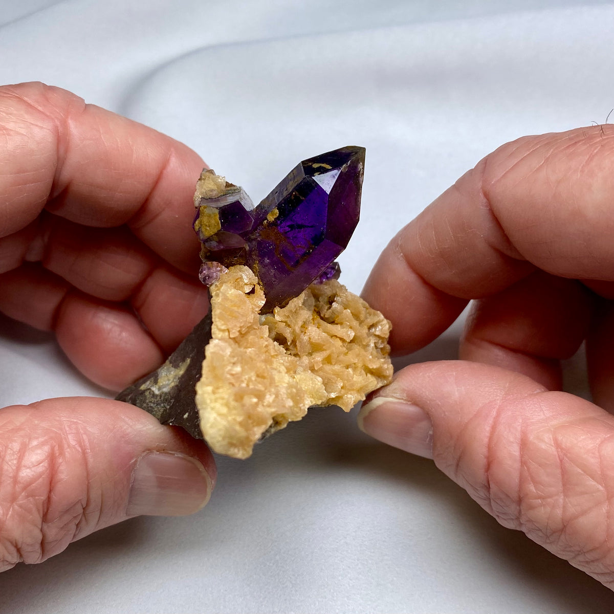 Amethyst Crystals on Calcite - Namibia