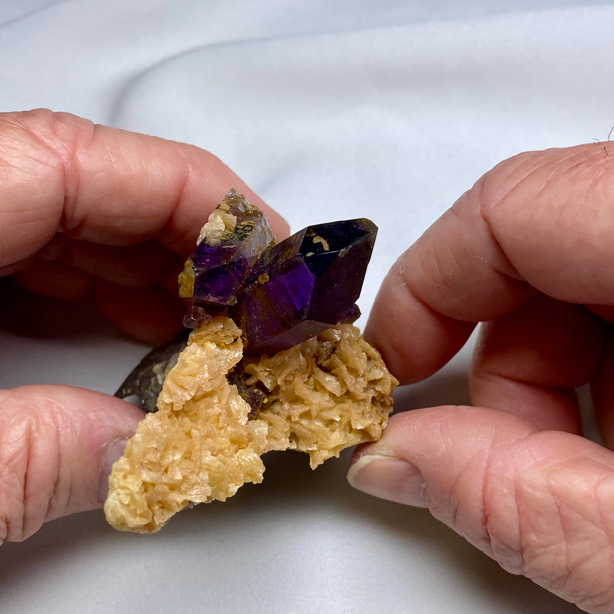 Amethyst Crystals on Calcite - Namibia