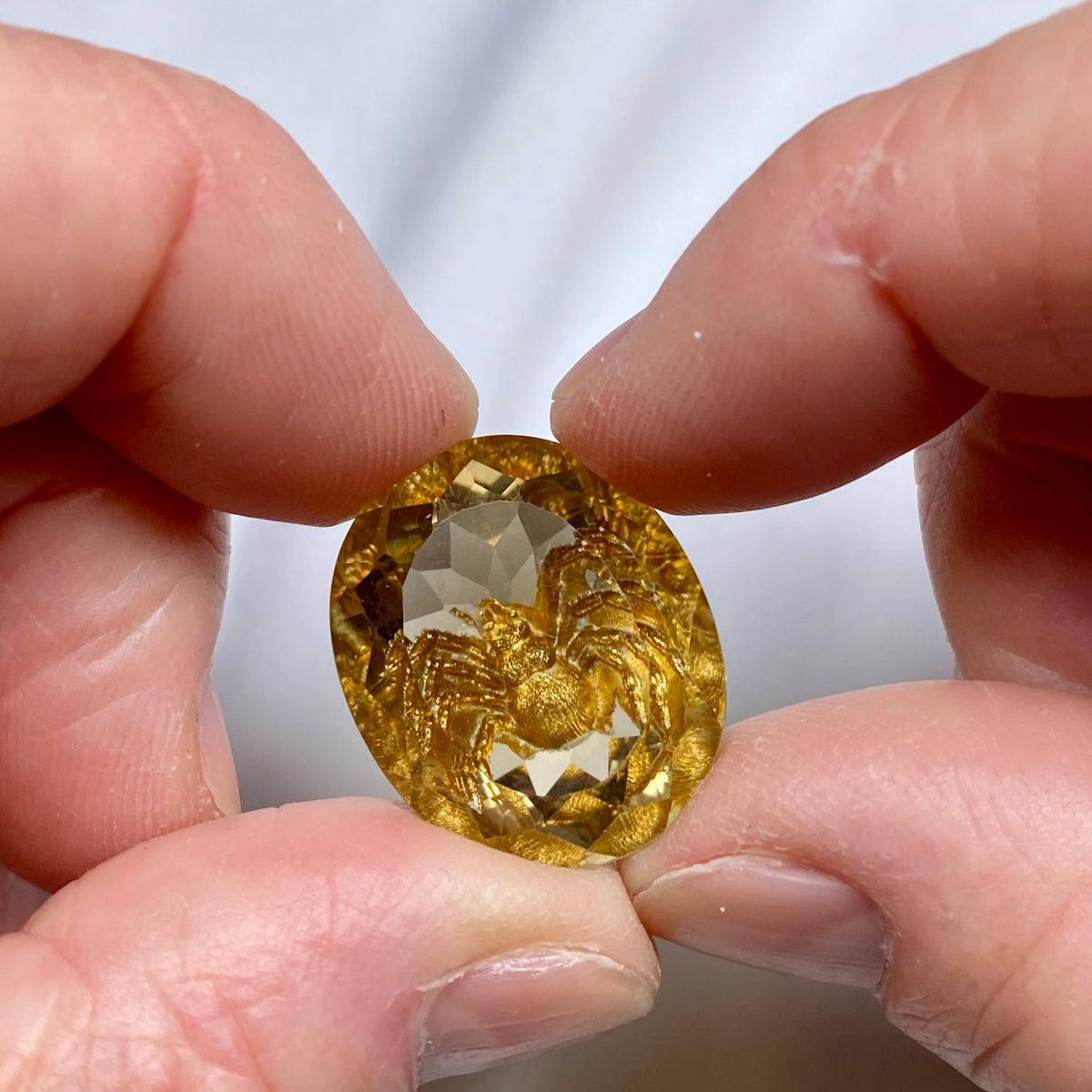 Black Widow Smokey Quartz Carving with applied gold - Brazil