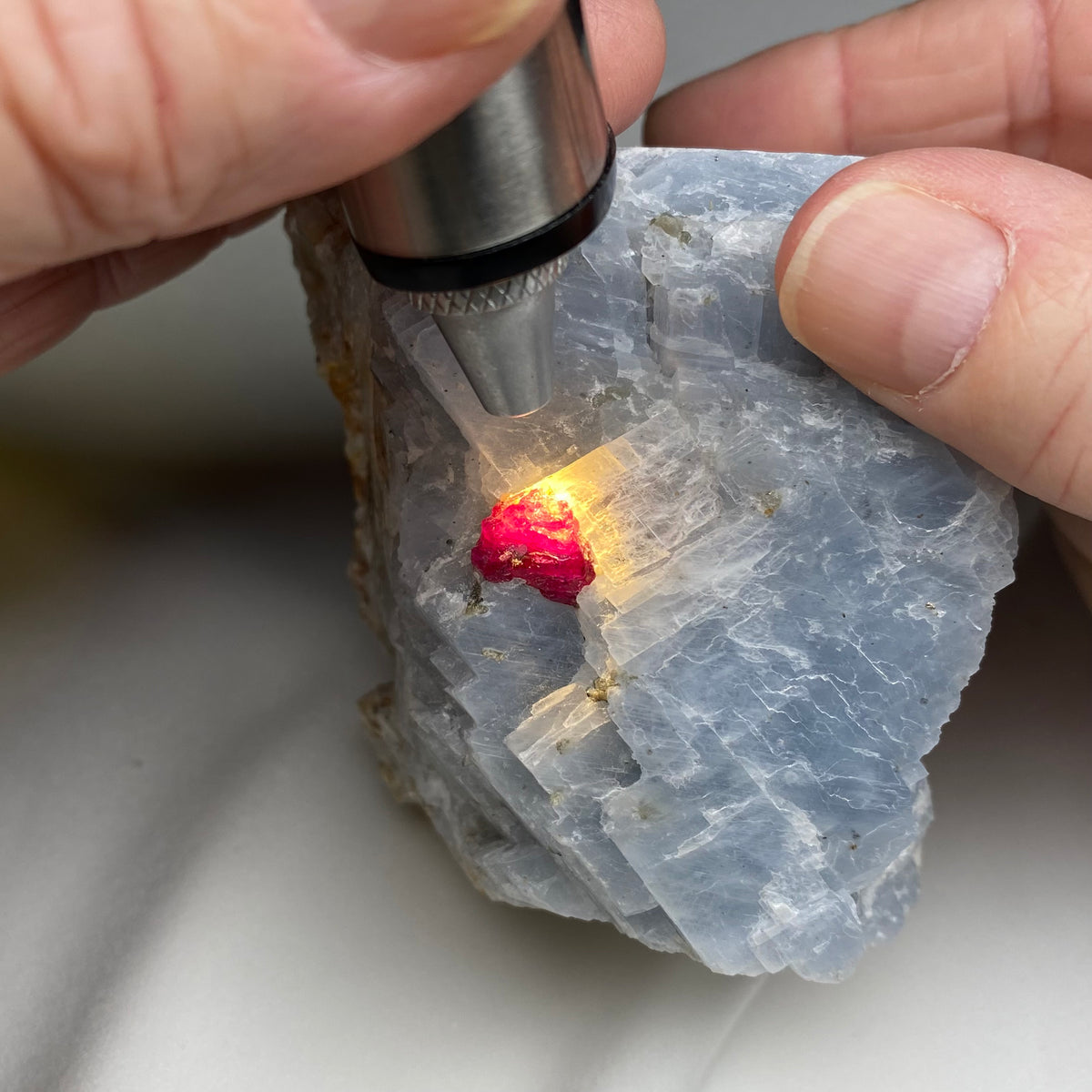 Ruby Crystal on Calcite – Mogok, Burma