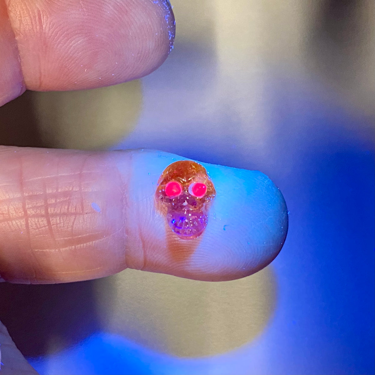 Tourmaline and Ruby Skull Carving - Vietnam