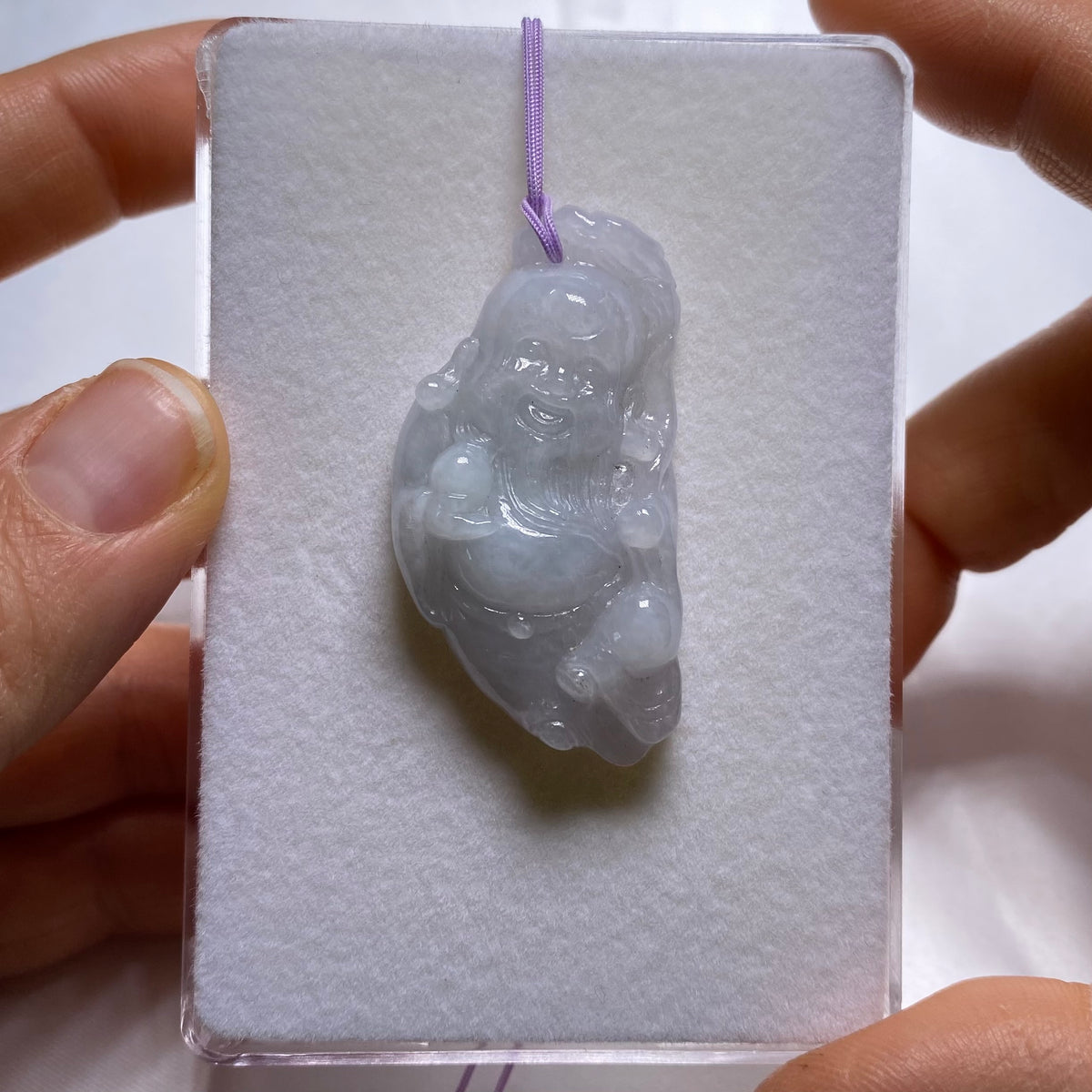 Jadeite Jade Laughing Buddha Pendant - Burma