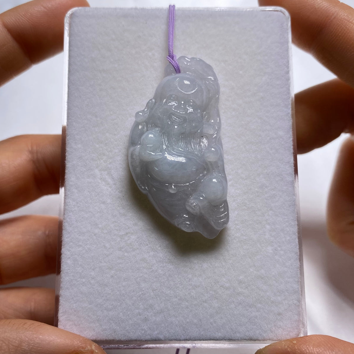 Jadeite Jade Laughing Buddha Pendant - Burma
