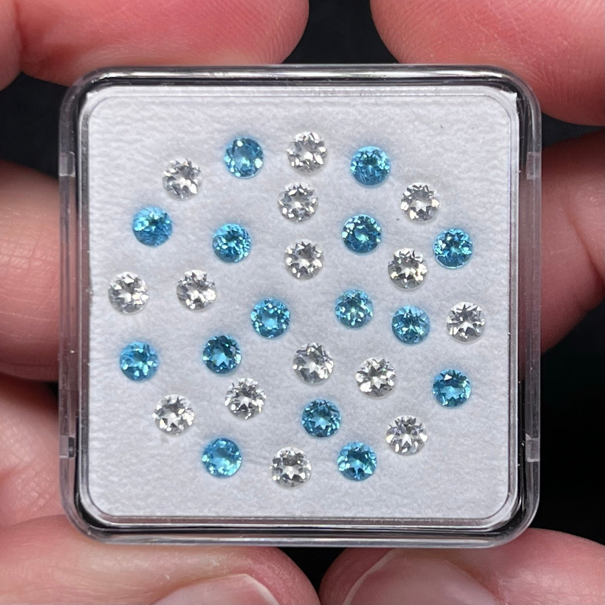 Electric Blue & White Topaz Gem Cube