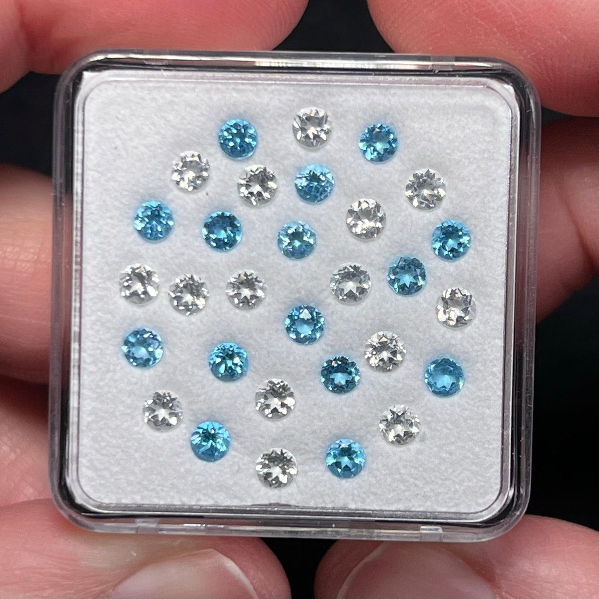 Electric Blue & White Topaz Gem Cube