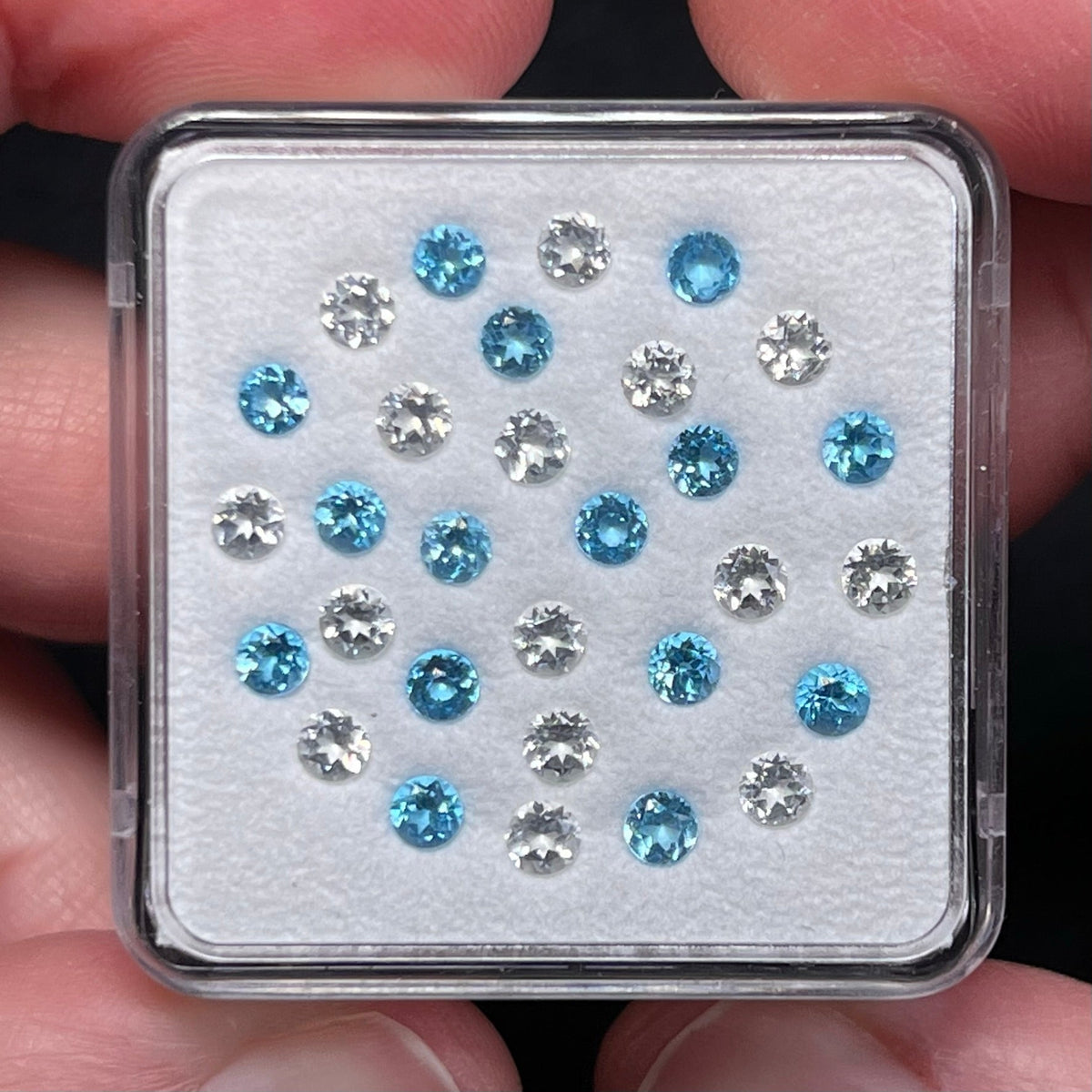 Electric Blue & White Topaz Gem Cube