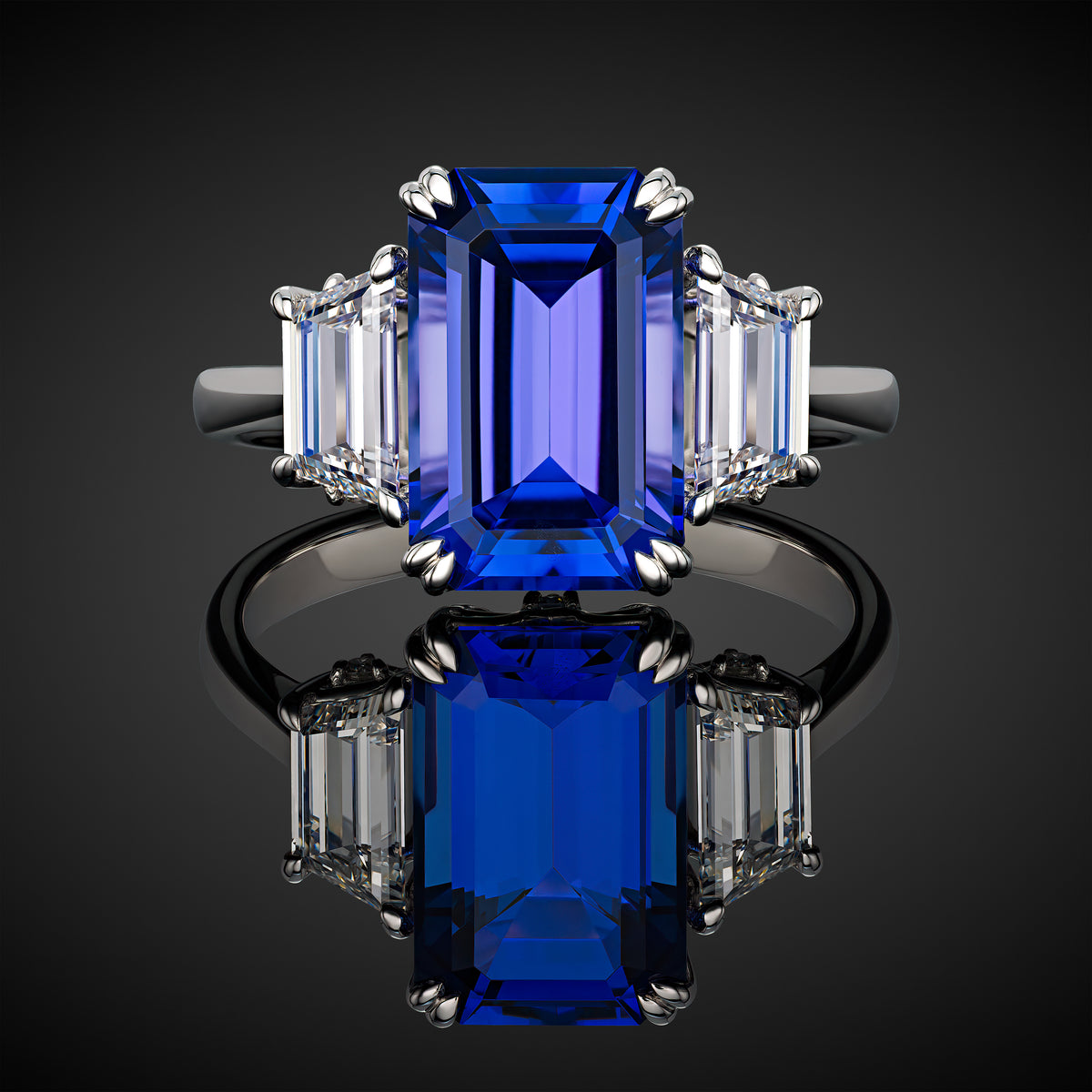 Elegant 4.74 ct Tanzanite and Diamond Ring in 18K White Gold
