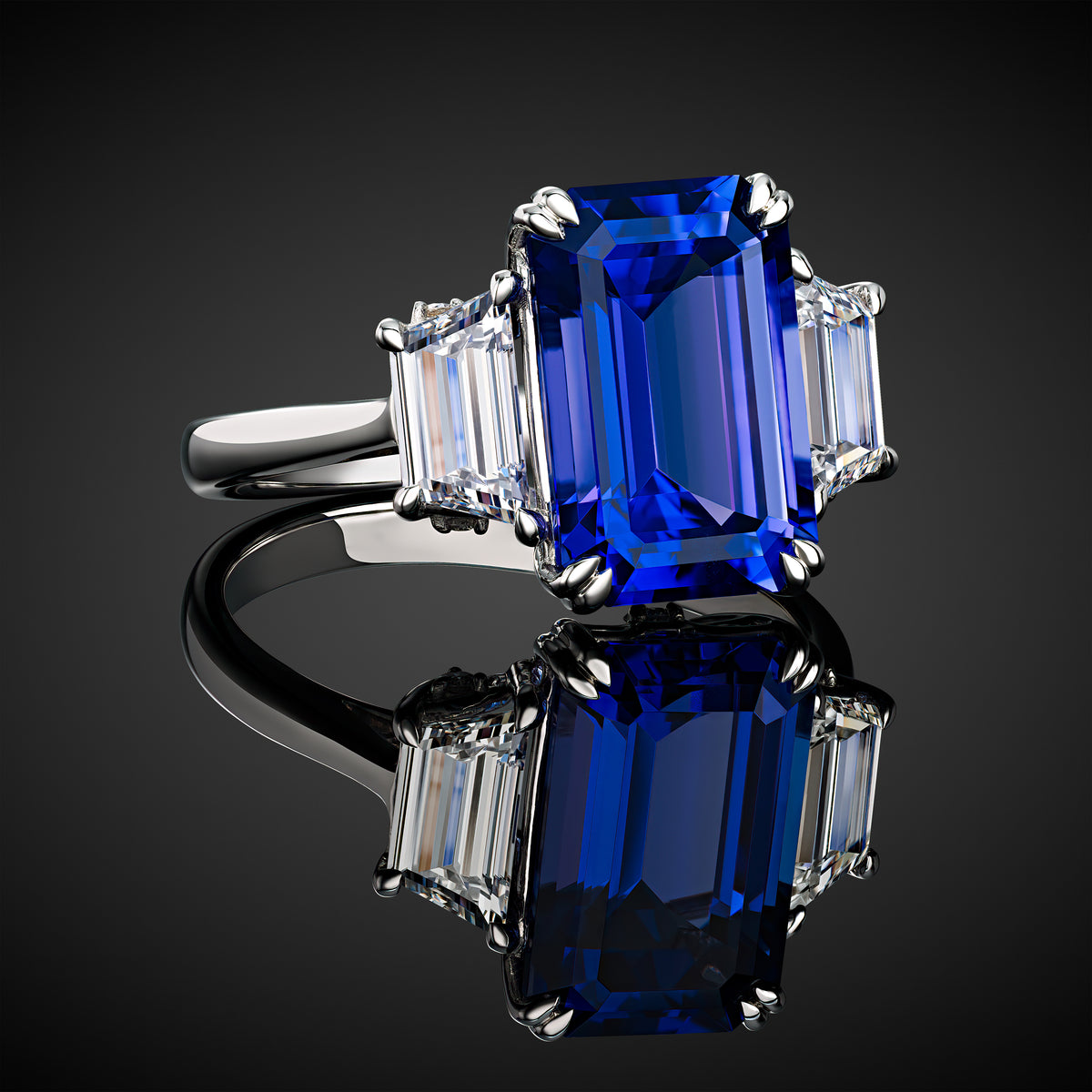 Elegant 4.74 ct Tanzanite and Diamond Ring in 18K White Gold