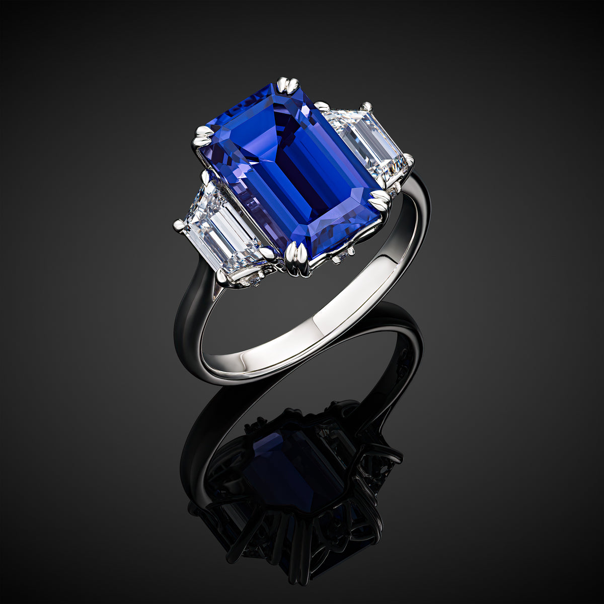 Elegant 4.74 ct Tanzanite and Diamond Ring in 18K White Gold