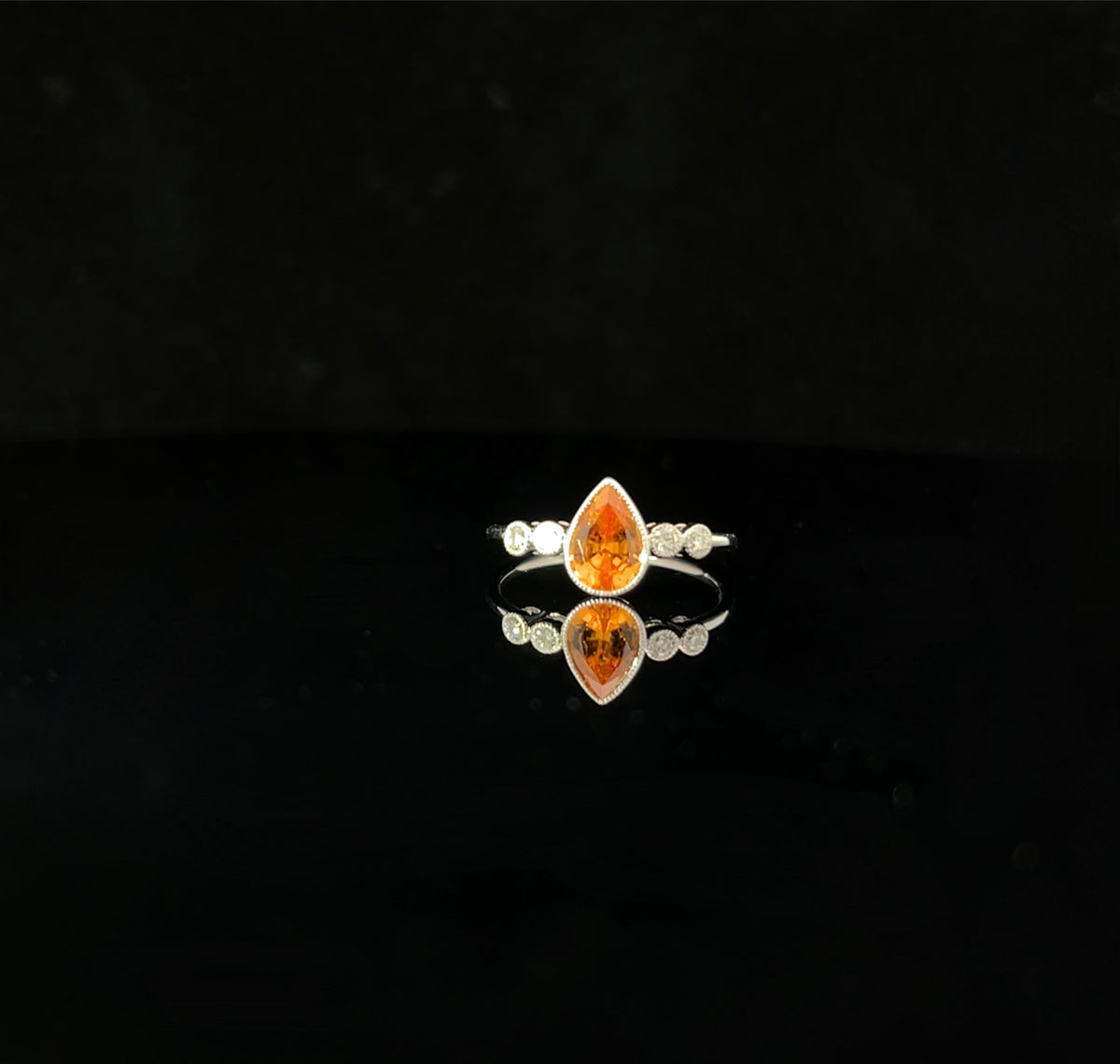 Spessartite and Diamond Ring