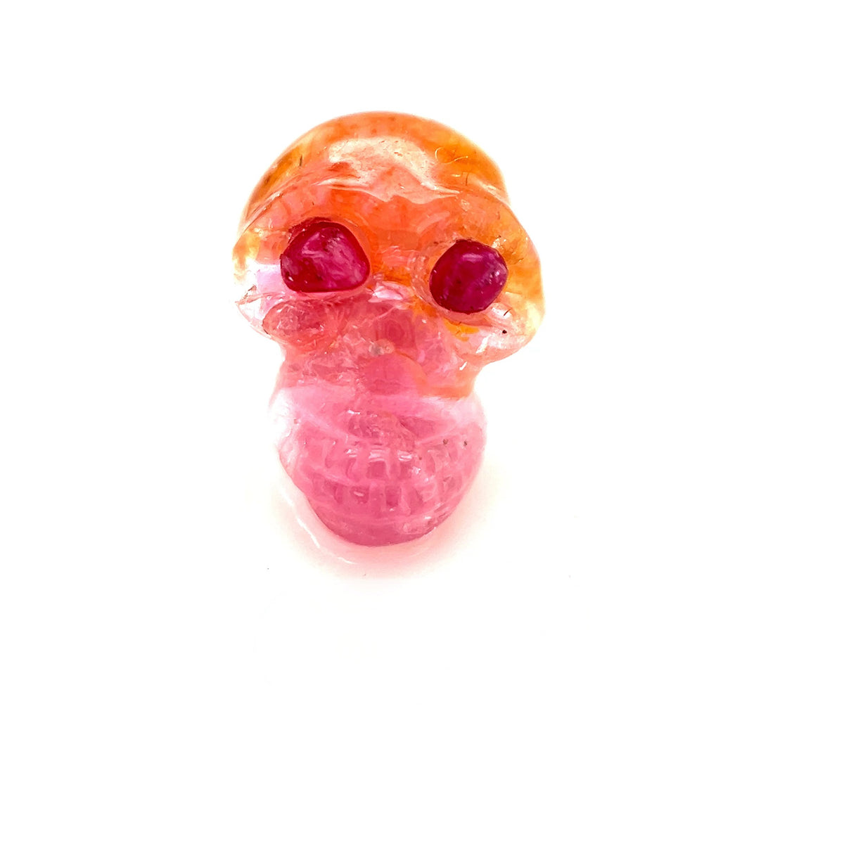 Tourmaline and Ruby Skull Carving - Vietnam