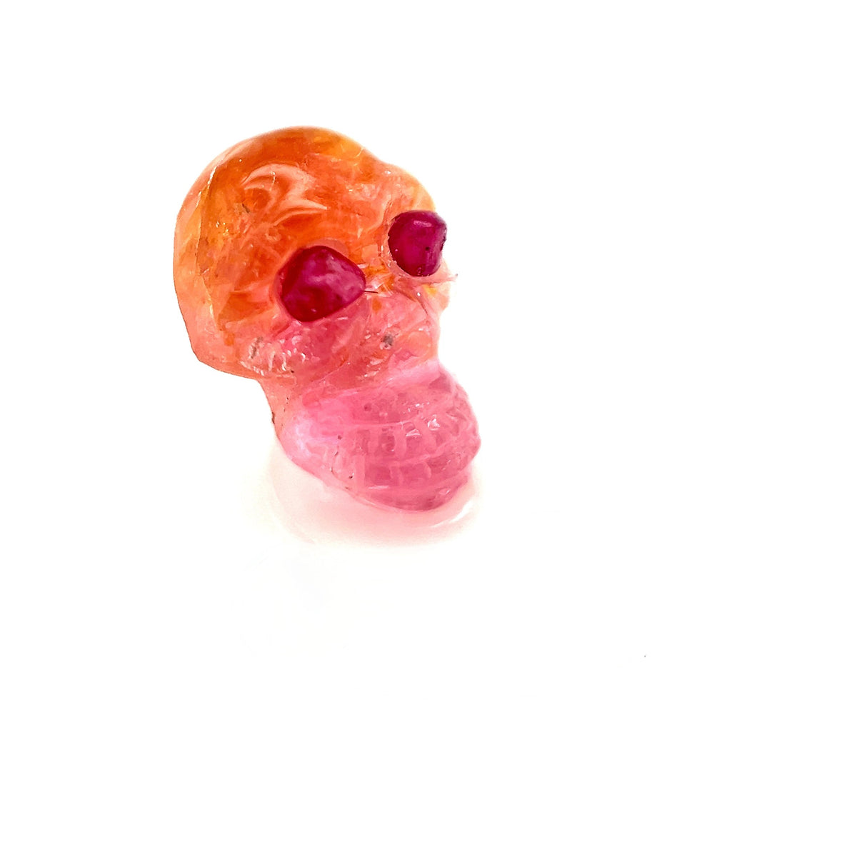 Tourmaline and Ruby Skull Carving - Vietnam