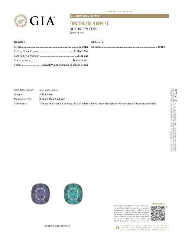 GIA Certified Burmese Color Change Zircon