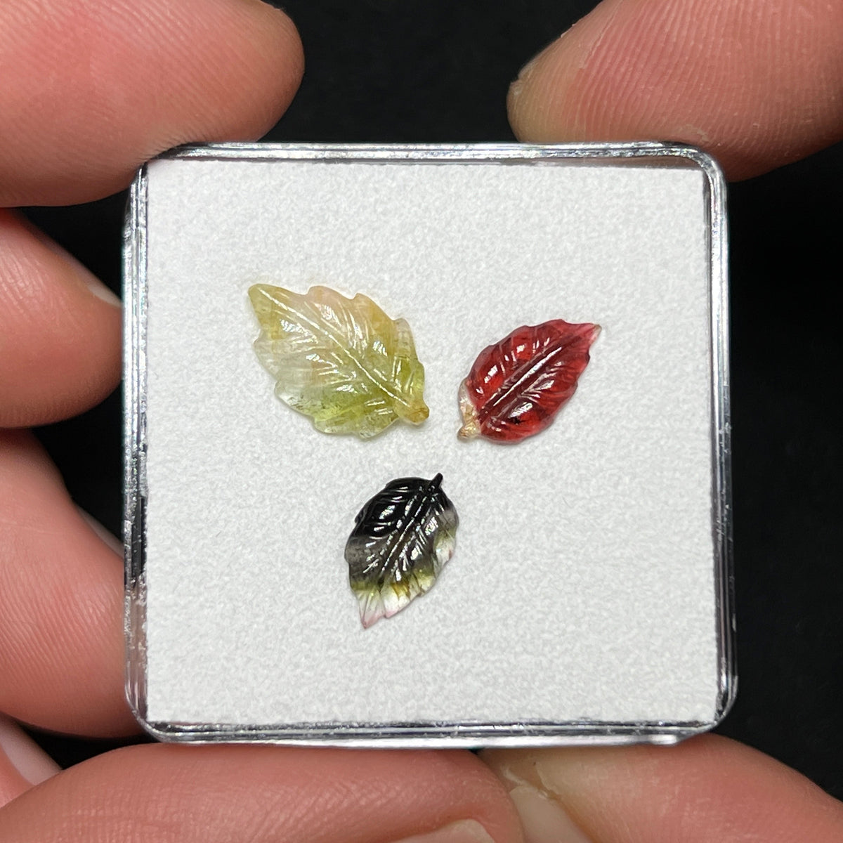 Tourmaline Leaf Carvings