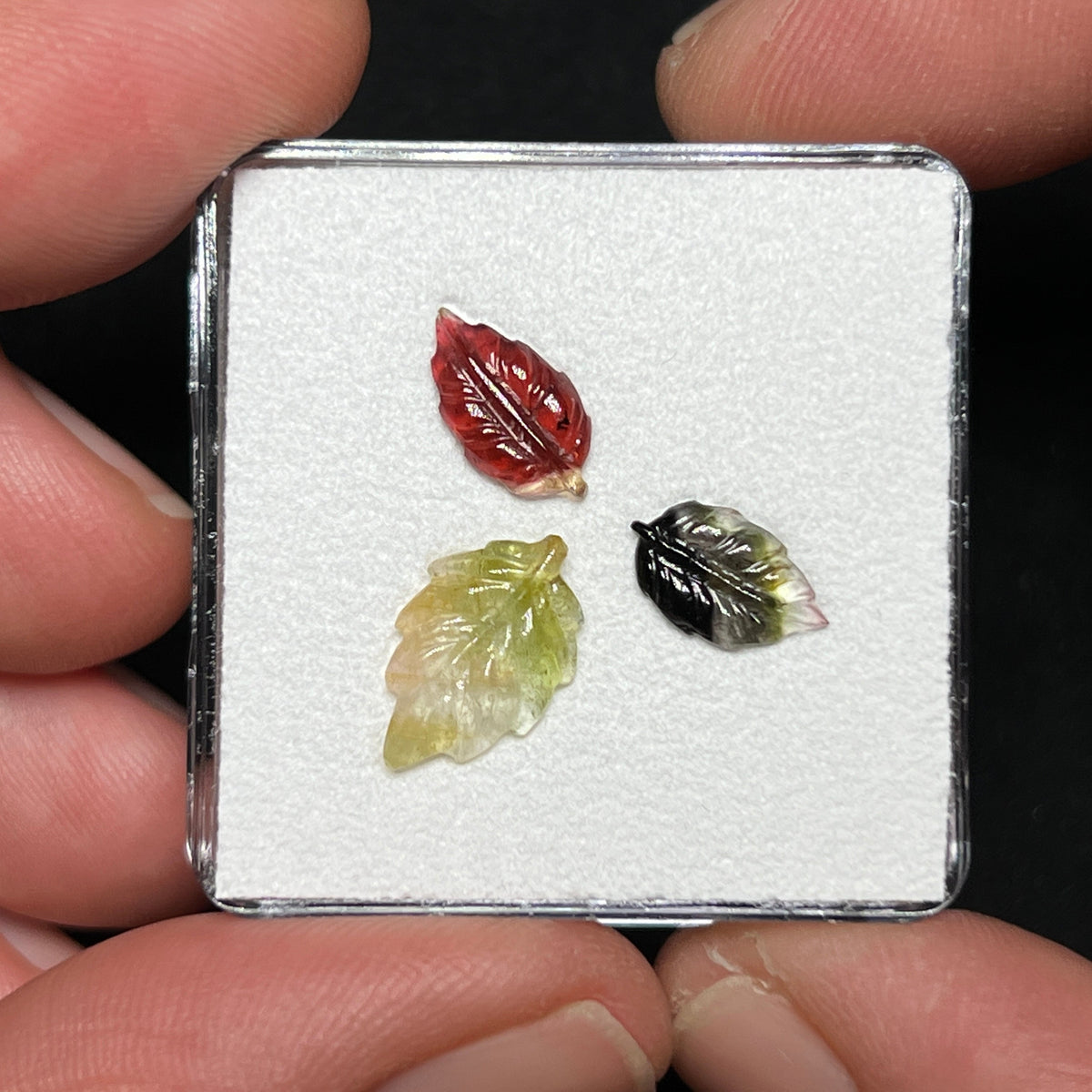 Tourmaline Leaf Carvings