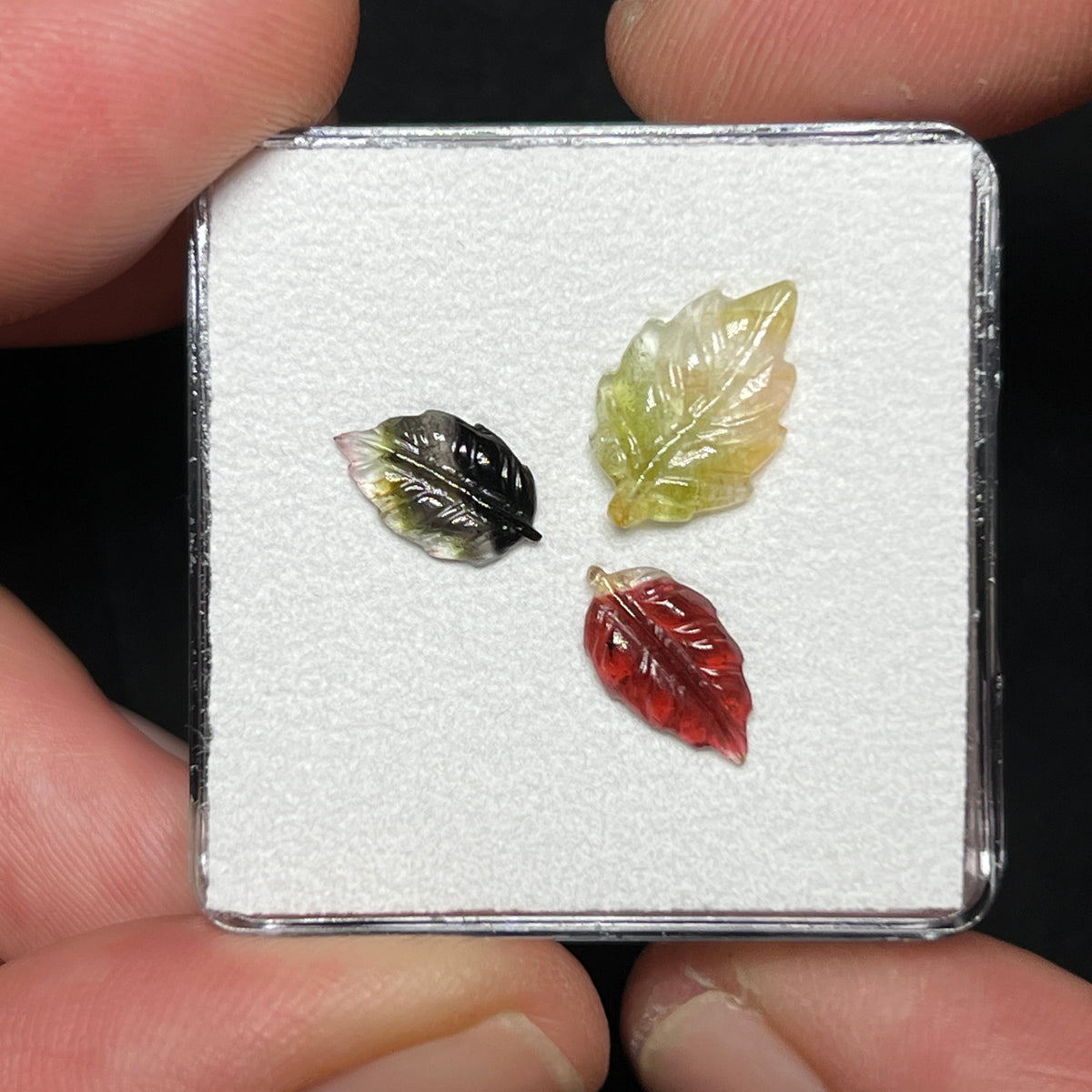 Tourmaline Leaf Carvings